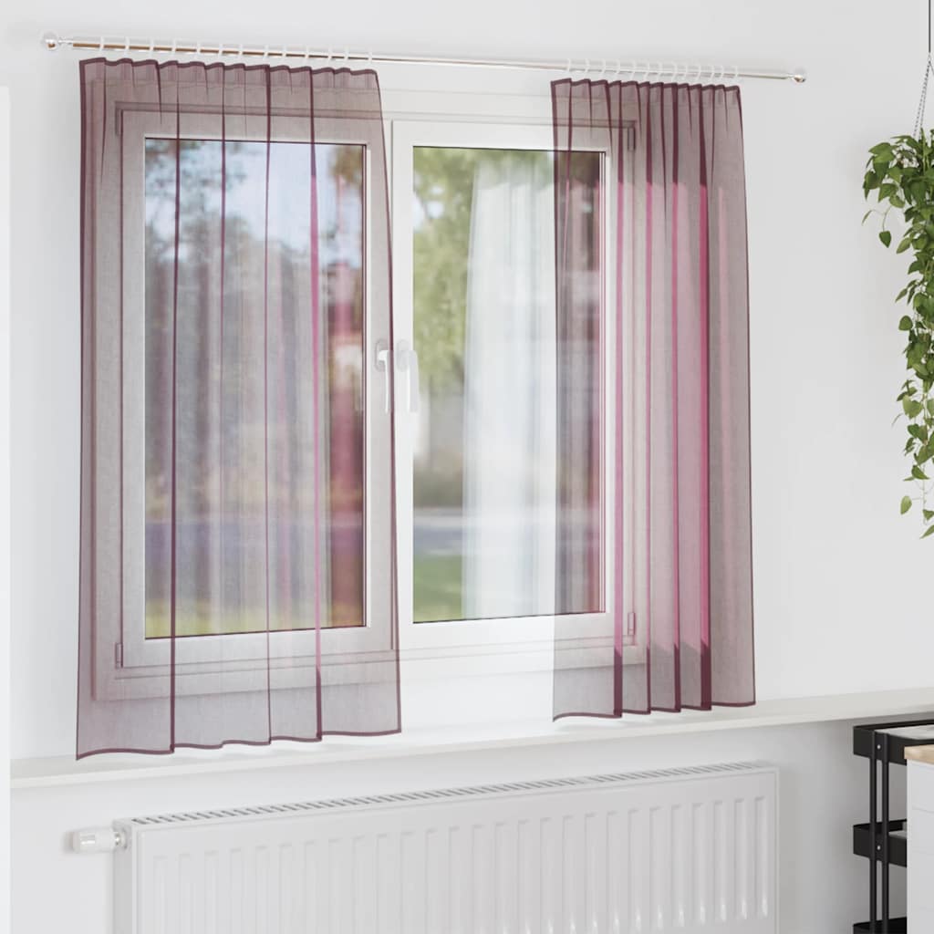 Gordijnen voile met roedezakken 2 st paars