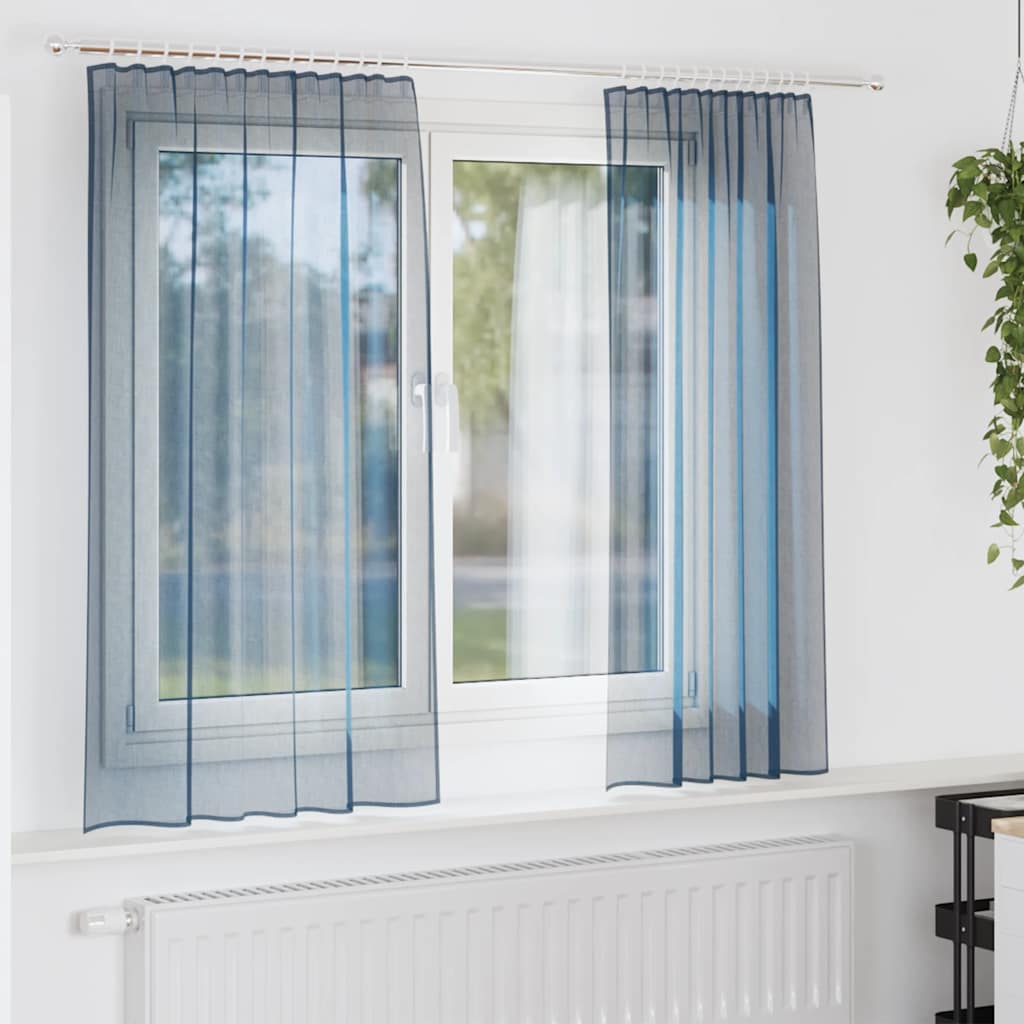 Gordijnen voile met roedezakken 2 st koningsblauw