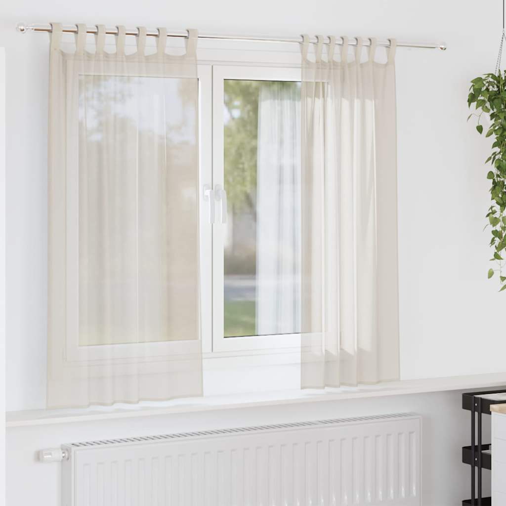 Gordijnen voile met Tab Top 2 st crèmekleurig