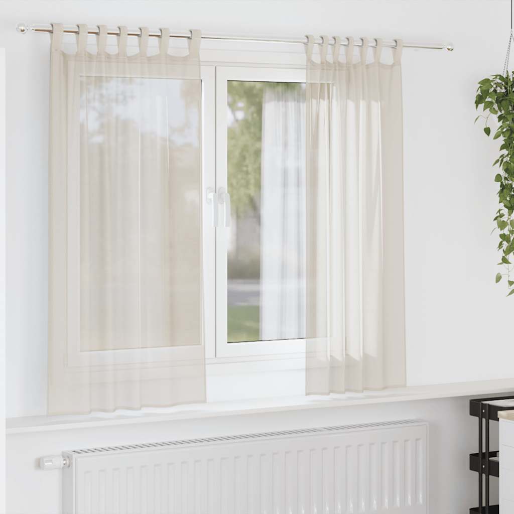 Gordijnen voile met Tab Top 2 st crèmekleurig