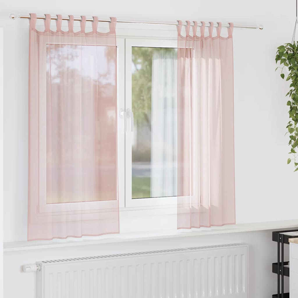 Gordijnen voile met lussen 2 st 140x175 cm lichtroze