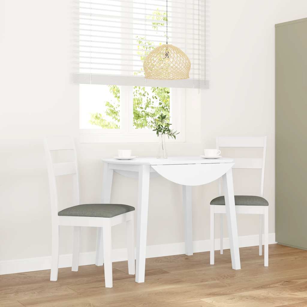 Eetkamerstoelen met kussens 2 st massief hout rubber wit