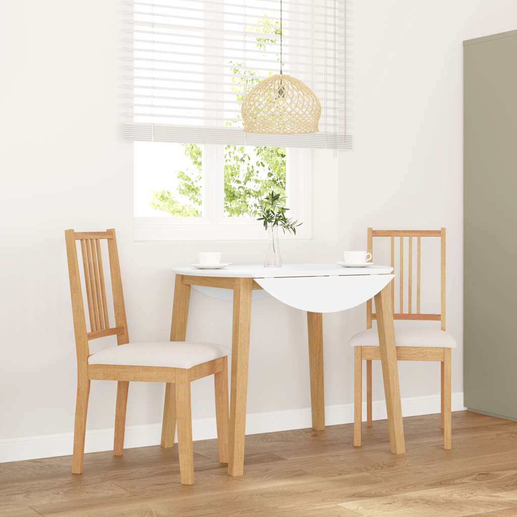 Eetkamerstoelen met kussens 2 st massief hout naturel rubber