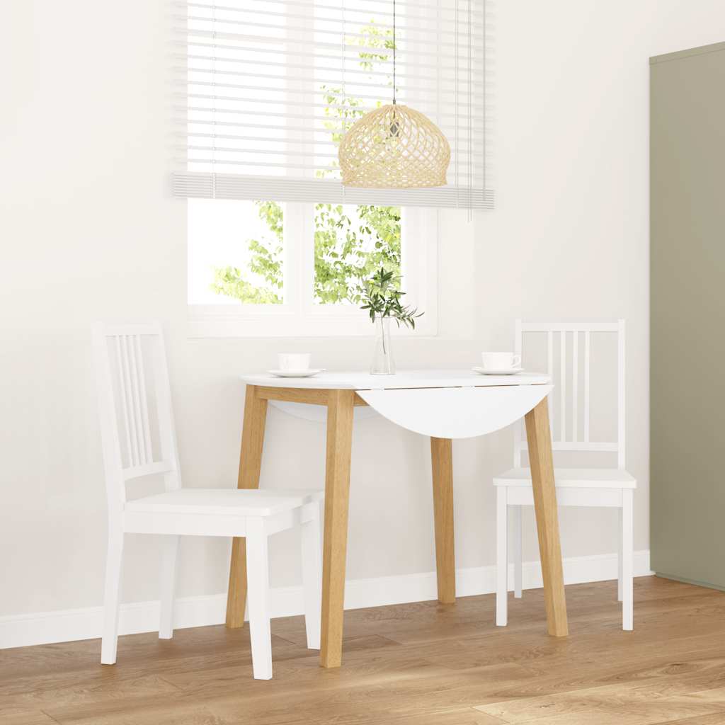 Eetkamerstoelen 2 st massief hout rubber wit