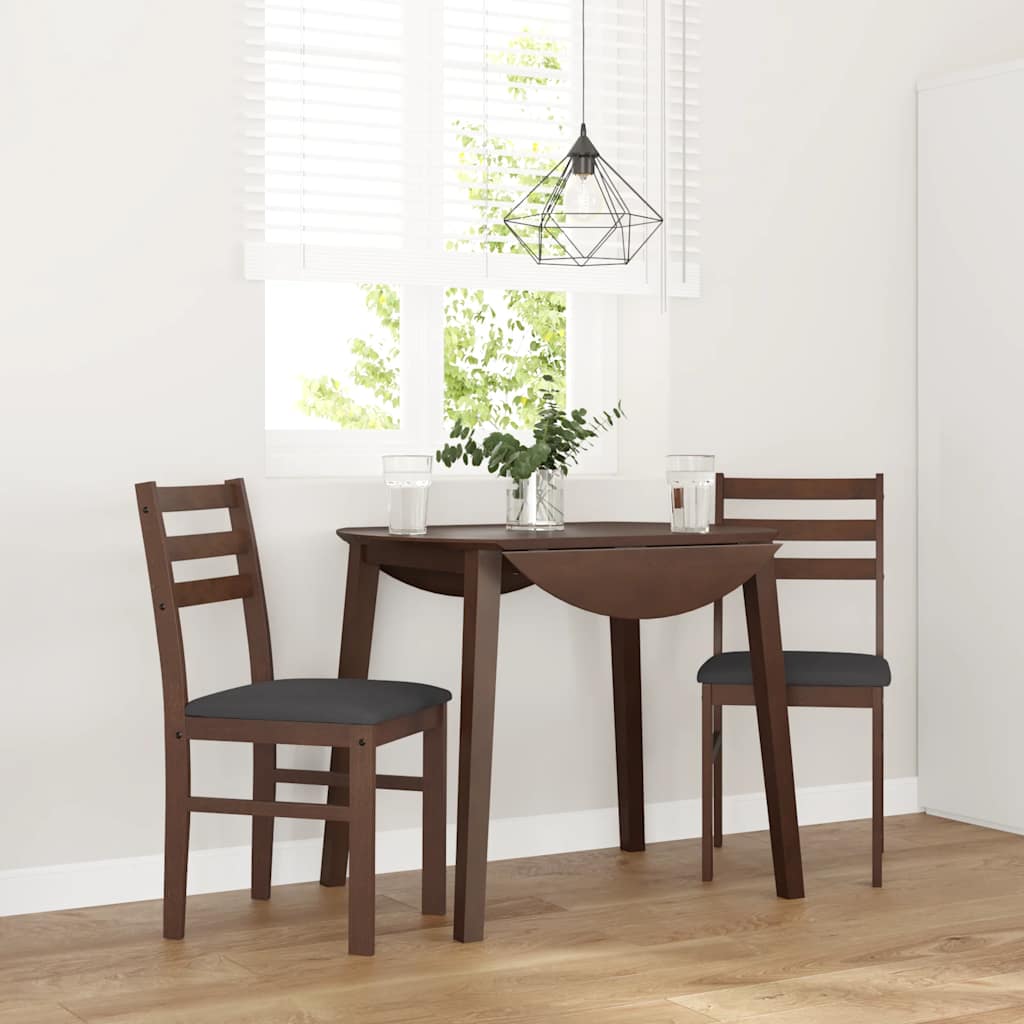 Eetkamerstoelen met kussens 2 st massief hout rubber bruin