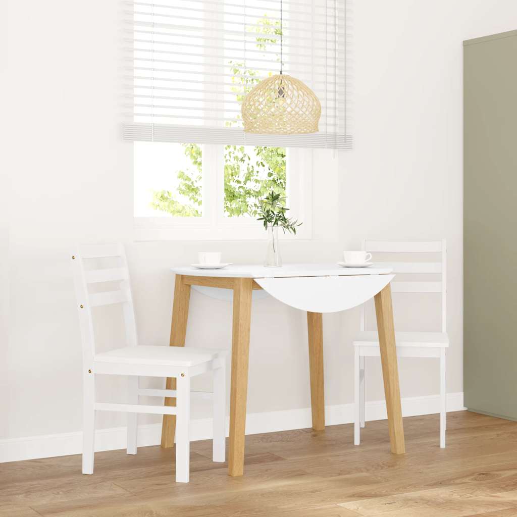 Eetkamerstoelen 2 st massief hout rubber wit
