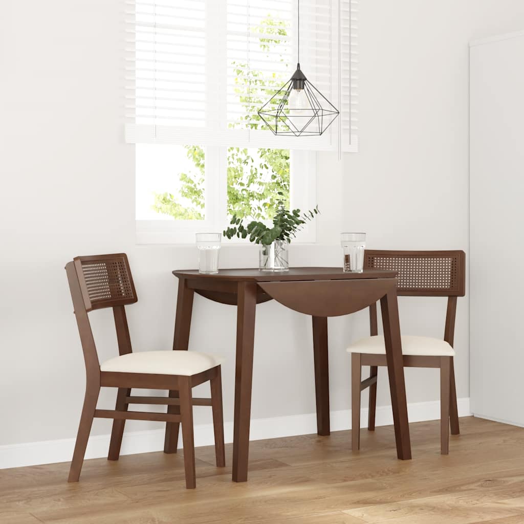 Eetkamerstoelen met kussens 2 st massief hout rubber bruin