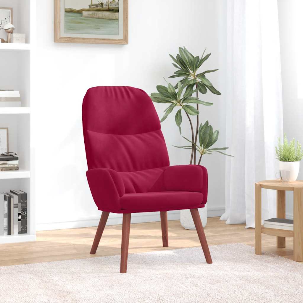 Relaxstoel fluweel wijnrood