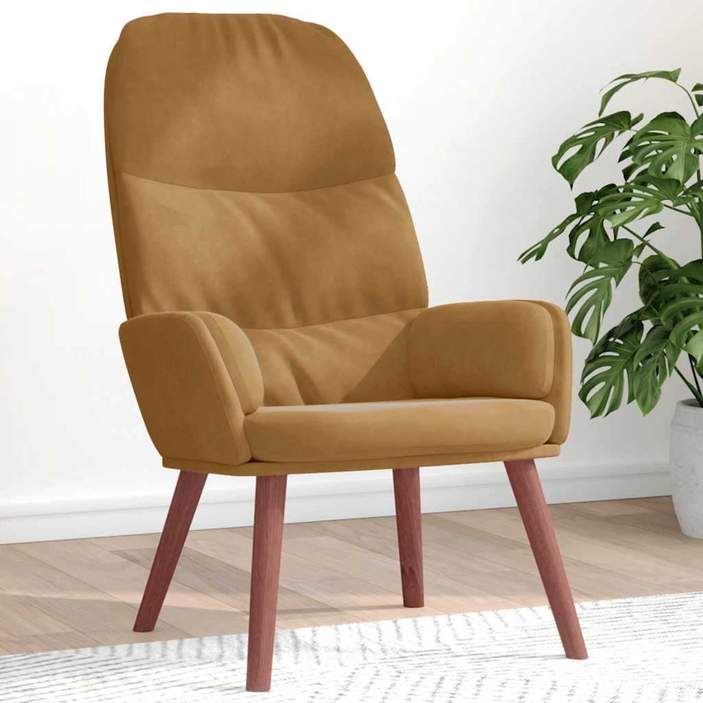 Relaxstoel fluweel bruin