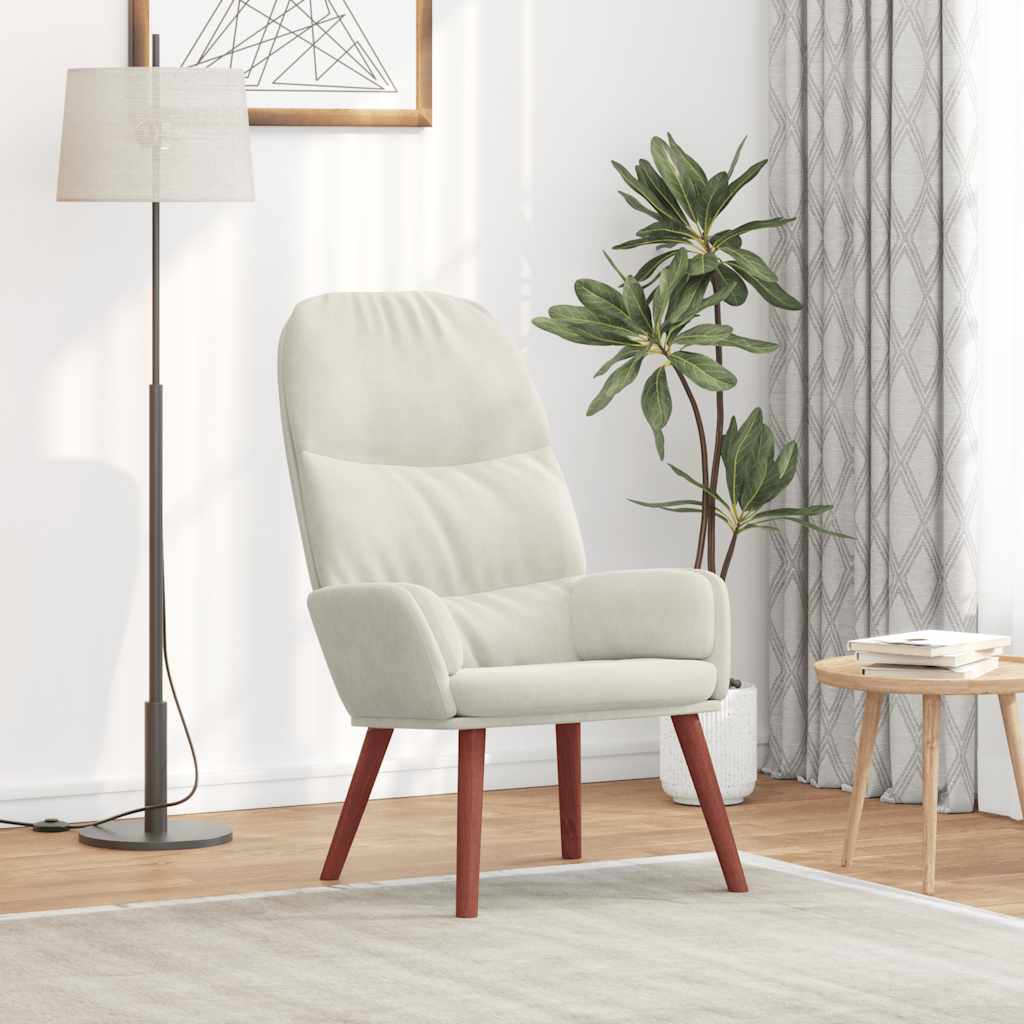 Relaxstoel fluweel crèmewit