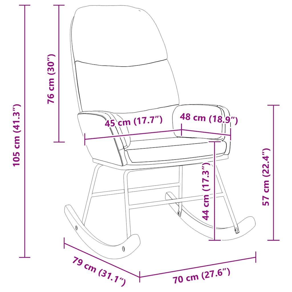 Schommelstoel fluweel zwart – afbeelding 8
