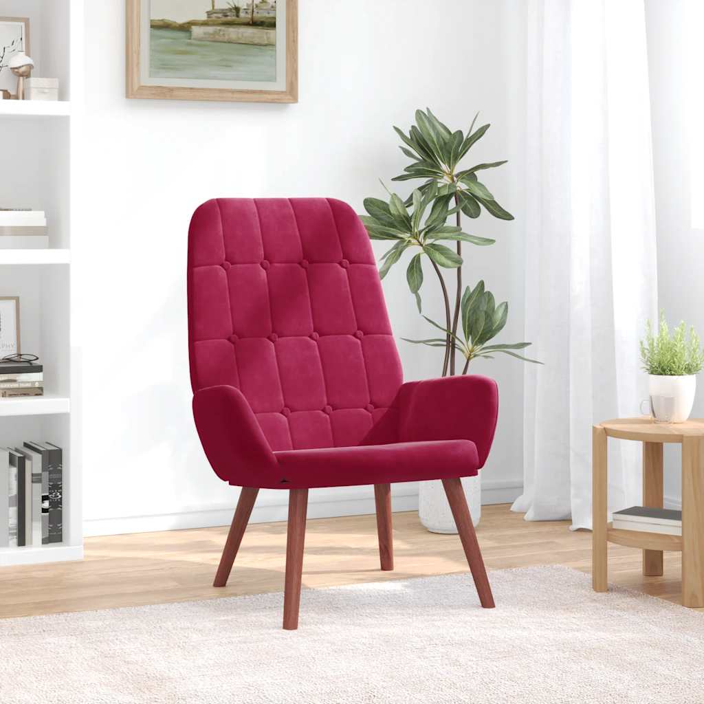 Relaxstoel fluweel wijnrood