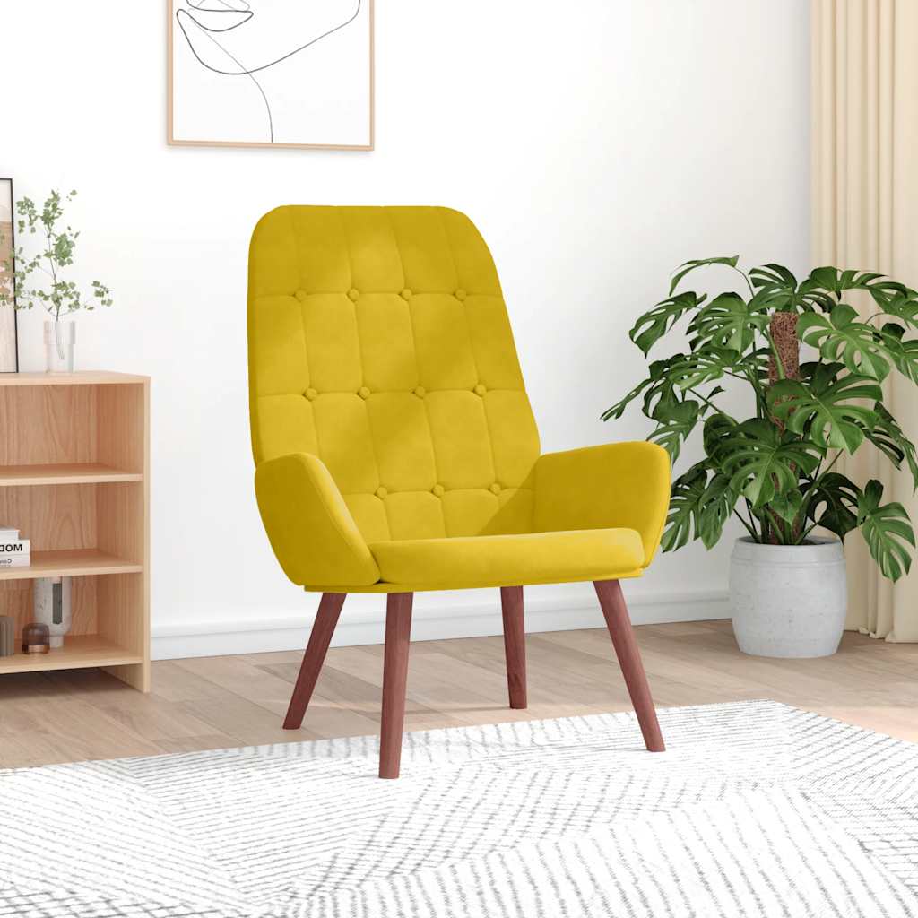 Relaxstoel fluweel geel