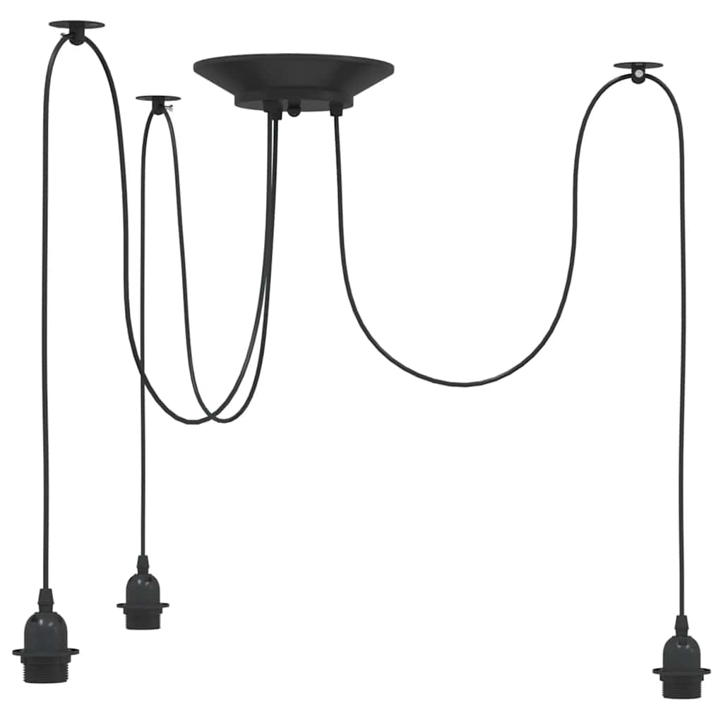 Hanglamp met 3 lamphouders E27 metaal zwart – afbeelding 2