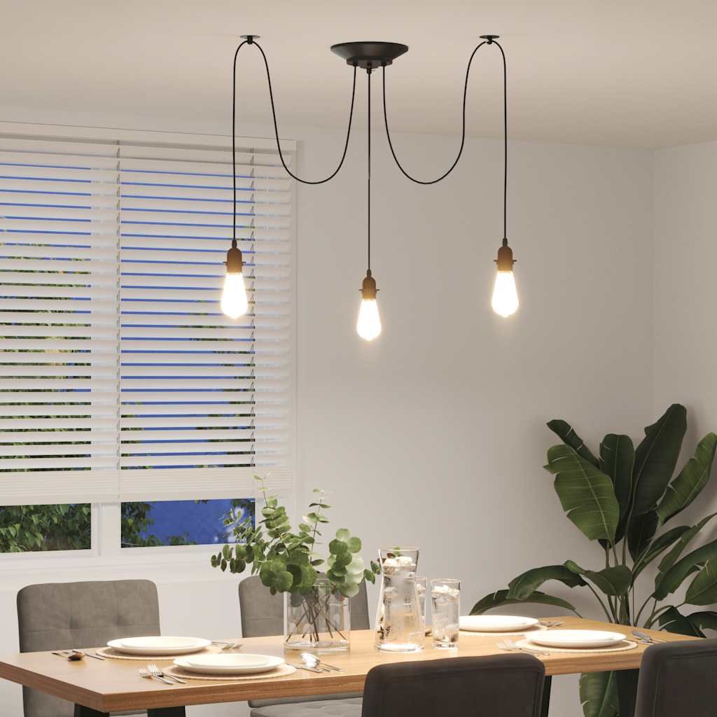 Hanglamp met 3 lamphouders E27 metaal zwart – afbeelding 4