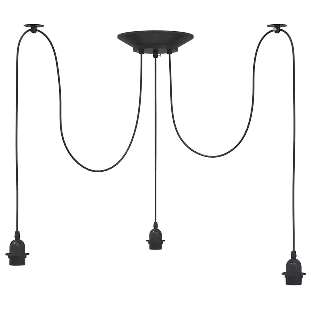 Hanglamp met 3 lamphouders E27 metaal zwart – afbeelding 5