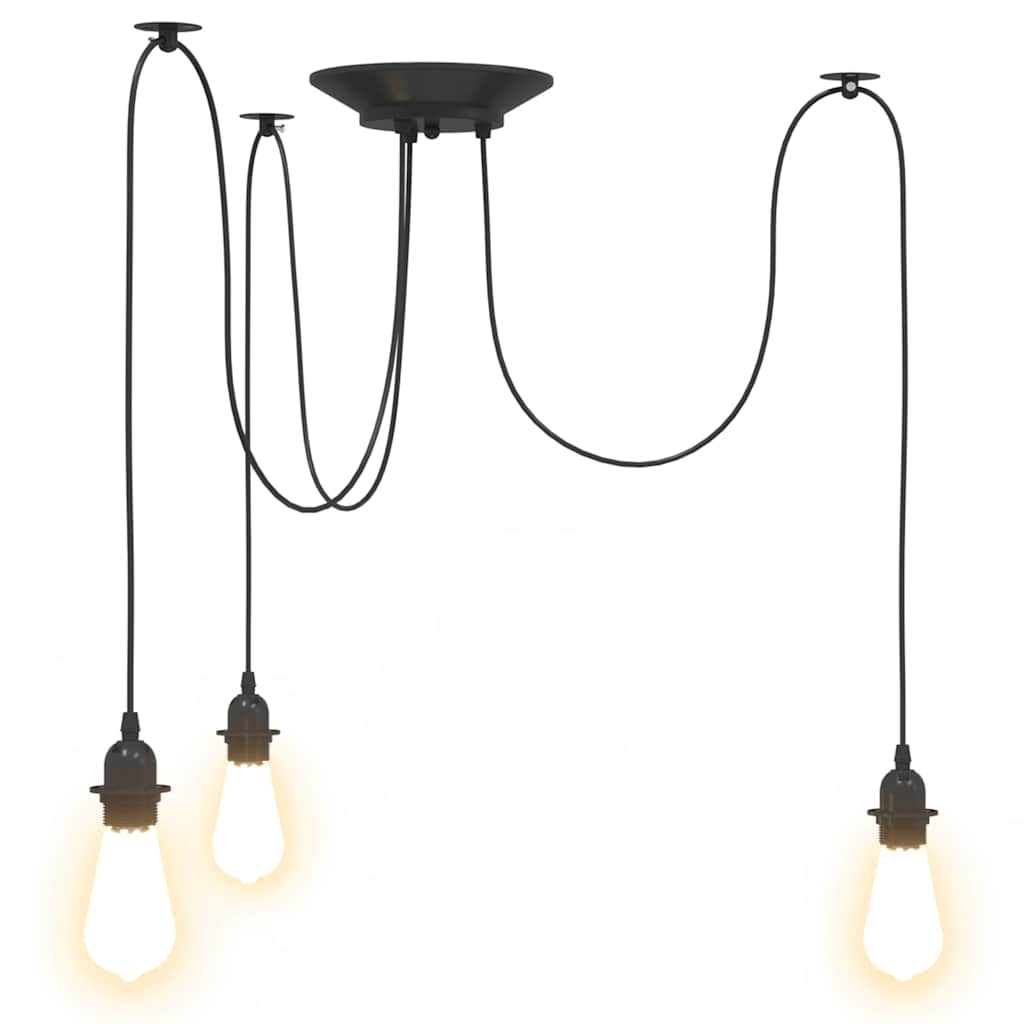 Hanglamp met 3 lamphouders E27 metaal zwart – afbeelding 6
