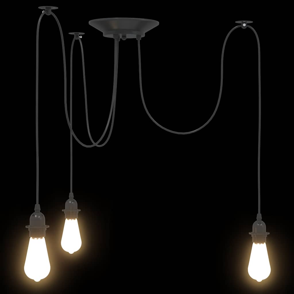 Hanglamp met 3 lamphouders E27 metaal zwart – afbeelding 7