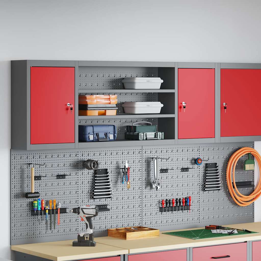 Gereedschapskast met plank Rood en Grijs 150 x 20 x 55 cm