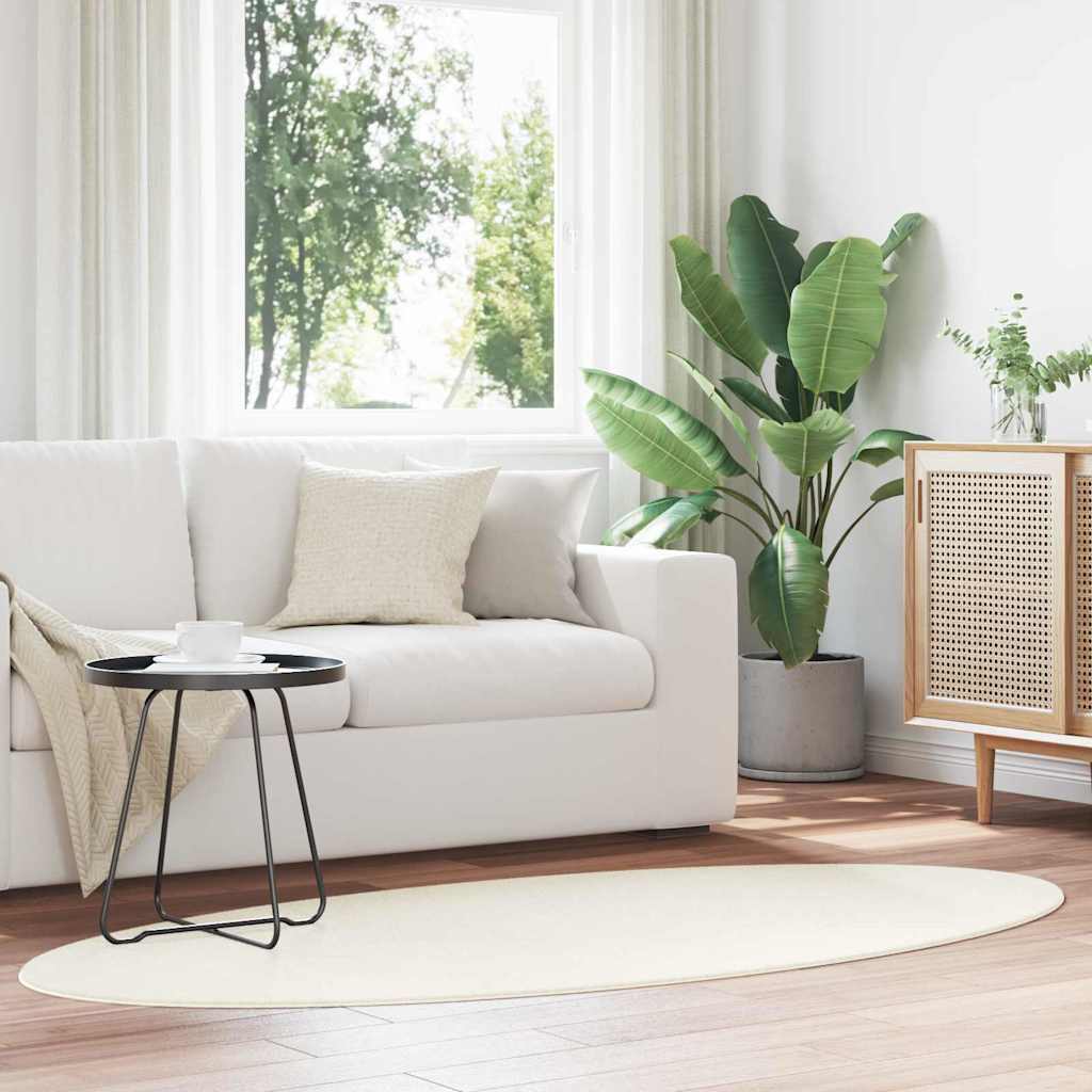 Vloerkleden Ovaal HUARTE Crème 120 x 170 cm 100% Polyester
