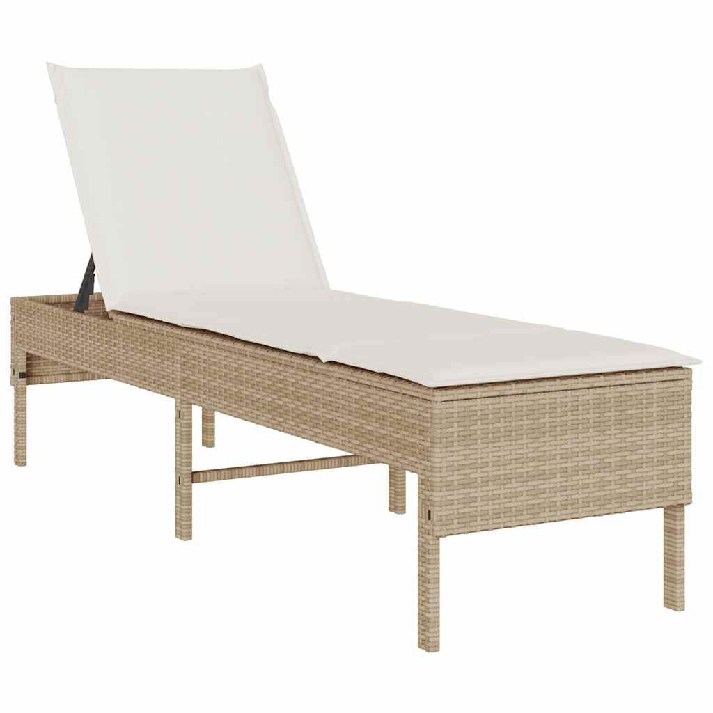 Ligstoel met kussen beige 55x200x44cm polyrotan – afbeelding 2