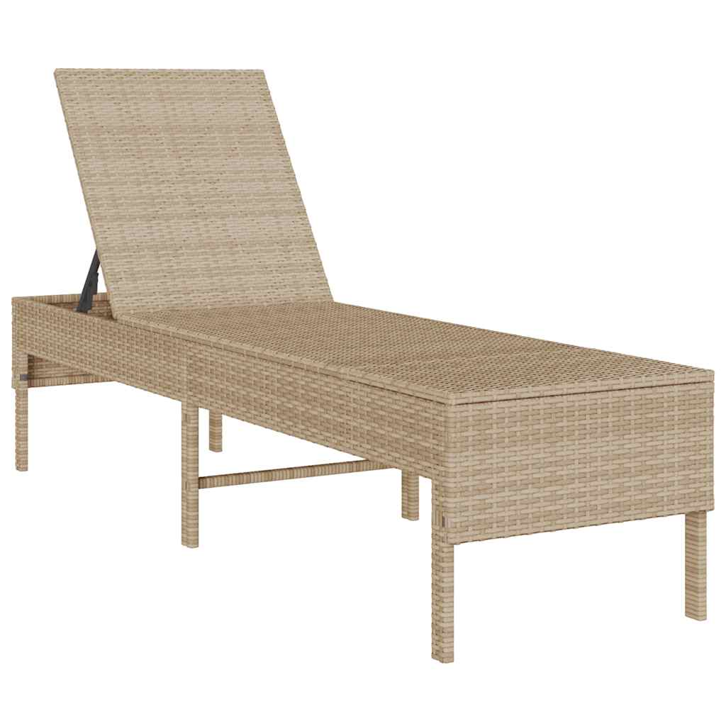 Ligstoel met kussen beige 55x200x44cm polyrotan – afbeelding 4