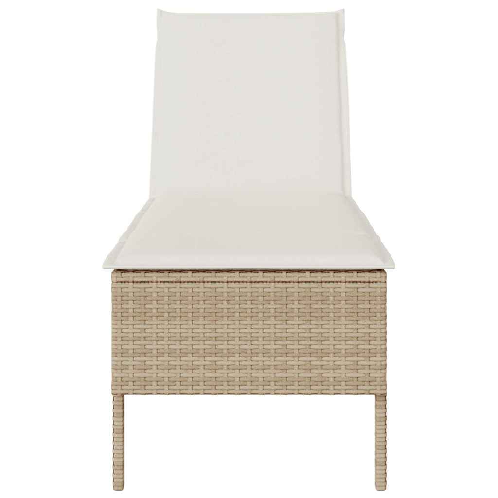Ligstoel met kussen beige 55x200x44cm polyrotan – afbeelding 5