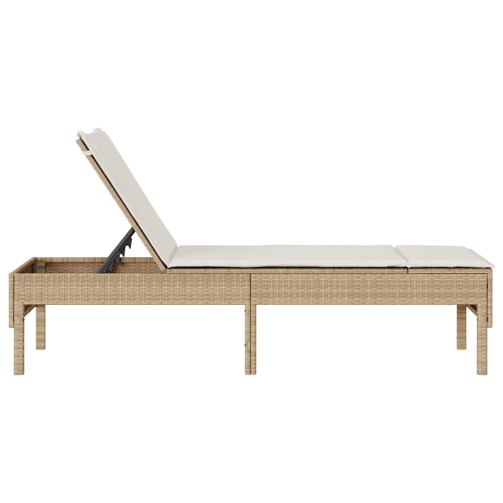 Ligstoel met kussen beige 55x200x44cm polyrotan – afbeelding 6