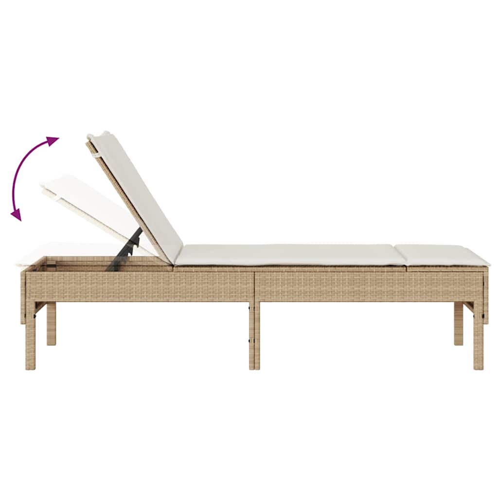 Ligstoel met kussen beige 55x200x44cm polyrotan – afbeelding 8