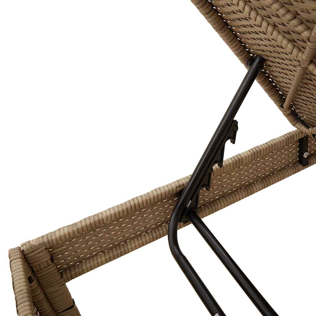 Ligstoel met kussen beige 55x200x44cm polyrotan – afbeelding 9