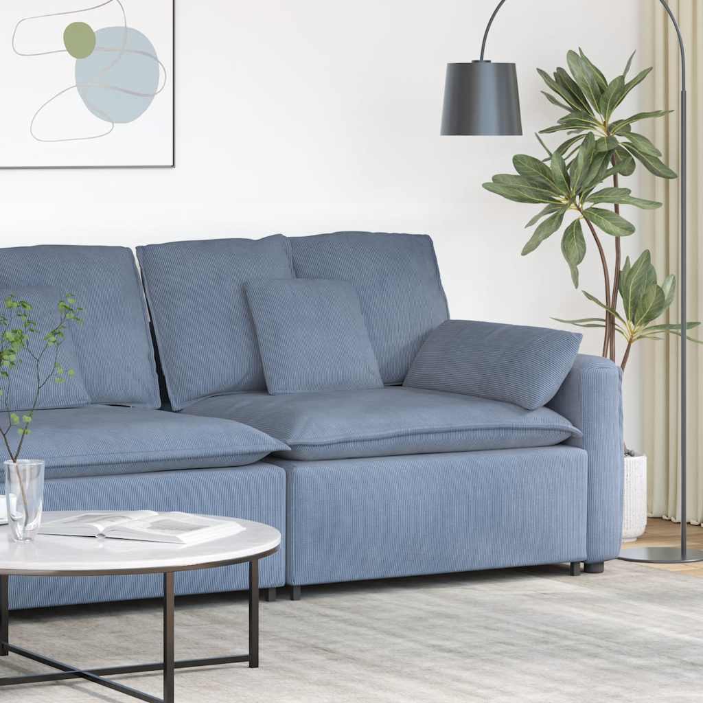 Modulaire bank Armleuning eindmodule met kussens 100 cm blauw