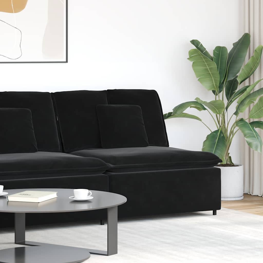 Modulaire bank middenmodule met kussens 100 cm zwart