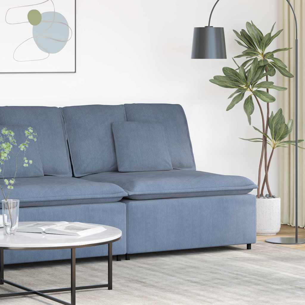 Modulaire bank middenmodule met kussens 100 cm blauw