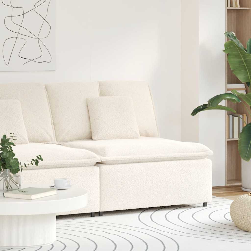 Modulaire bank middenmodule met kussens 100 cm crèmekleurig – afbeelding 1