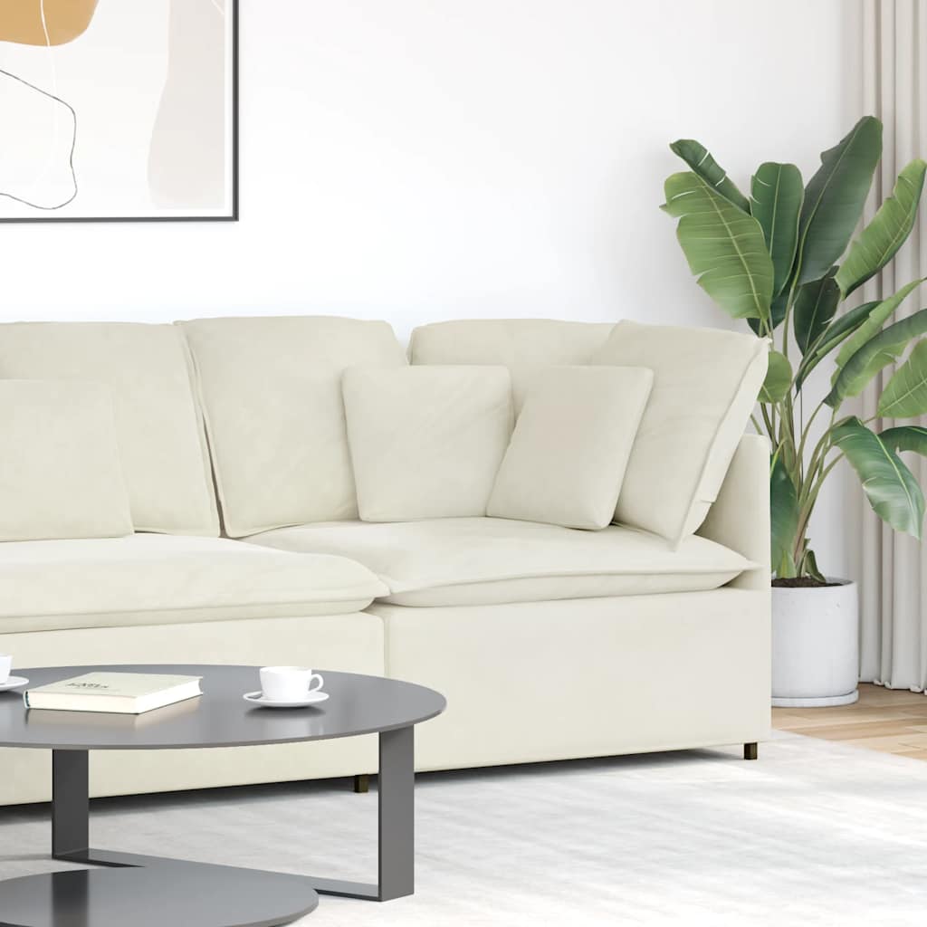 Modulaire hoekmodule bank met kussens 100 cm crèmekleurig