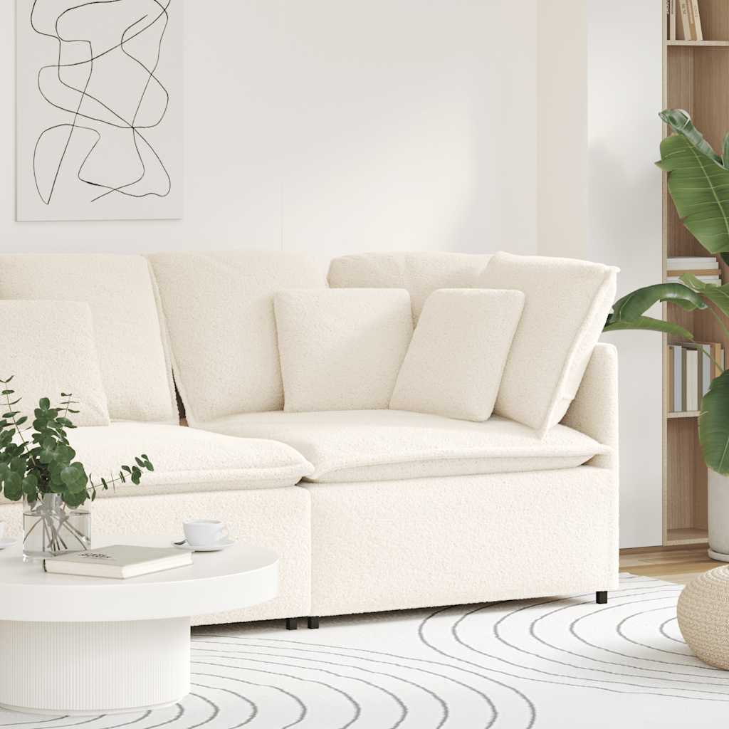 Modulaire hoekmodule bank met kussens 100 cm crèmekleurig