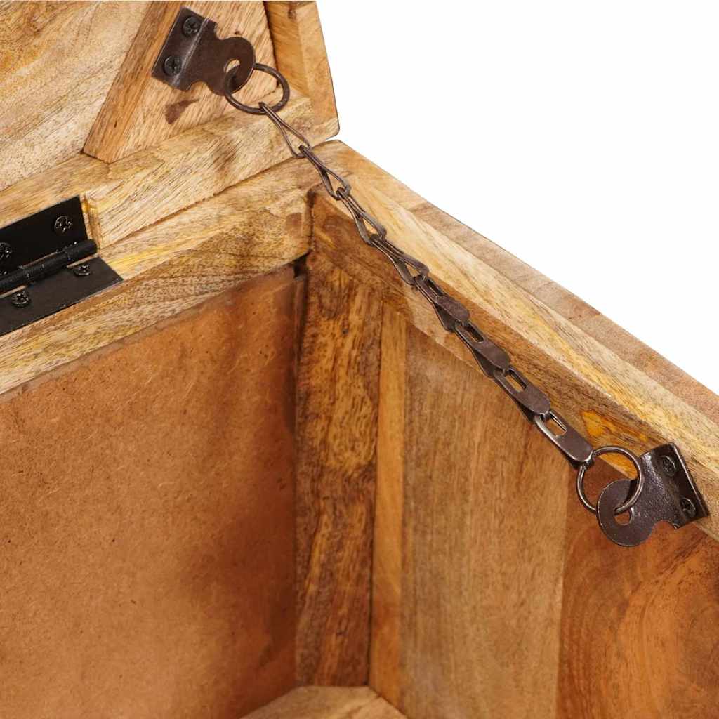 Opbergbox met opslag met slot 70 x 35 x 40 cm massief mangohout – afbeelding 10