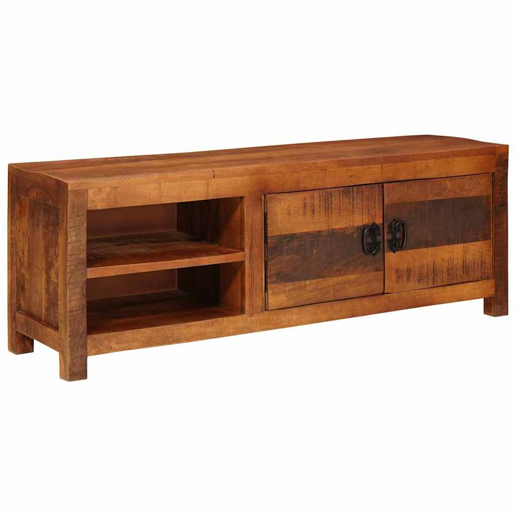 TV-kast met plank Bruin 110 x 30 x 40 cm massief mangohout – afbeelding 1