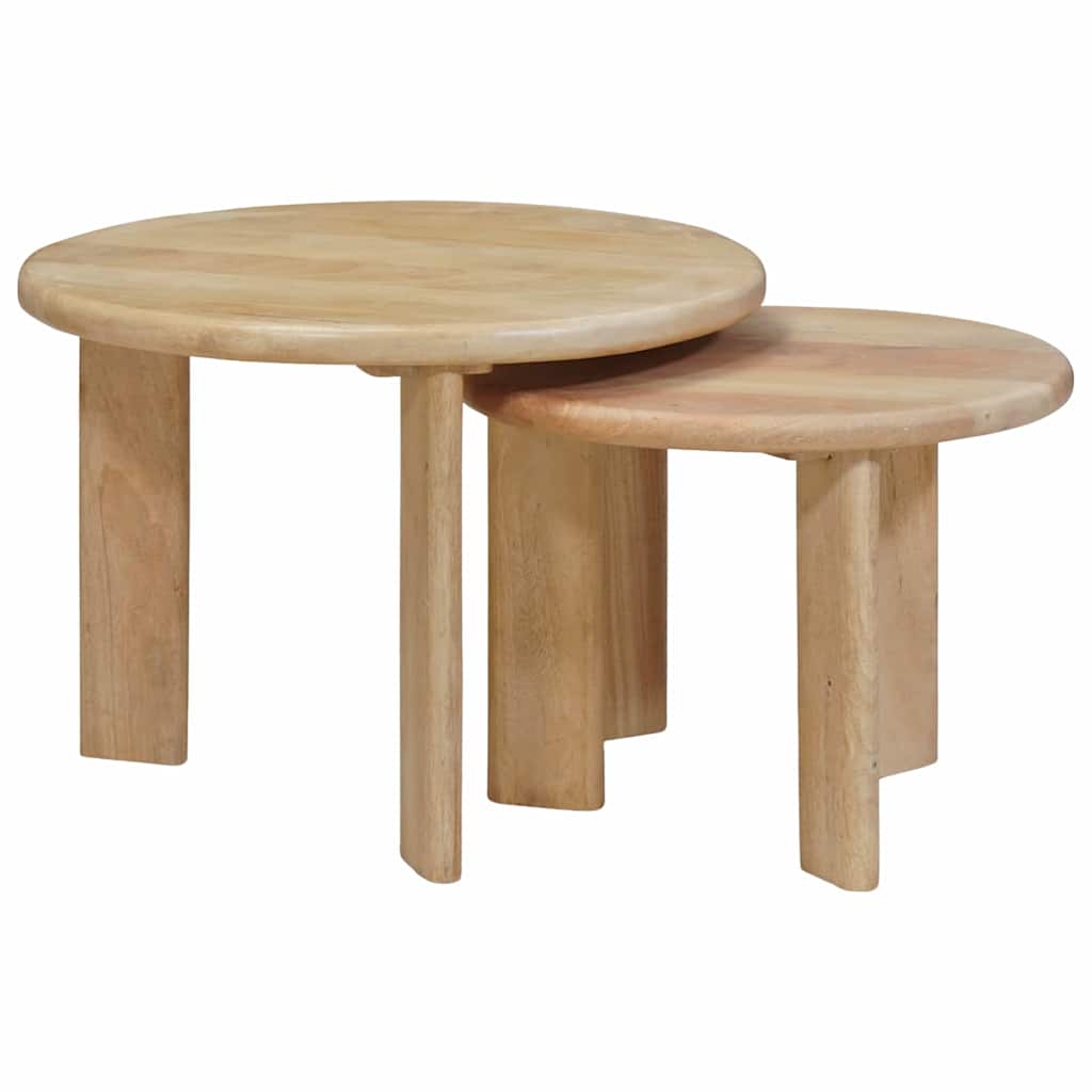 Nest Koffietafels 2 pcs Zwart Massief Mango Hout – afbeelding 1