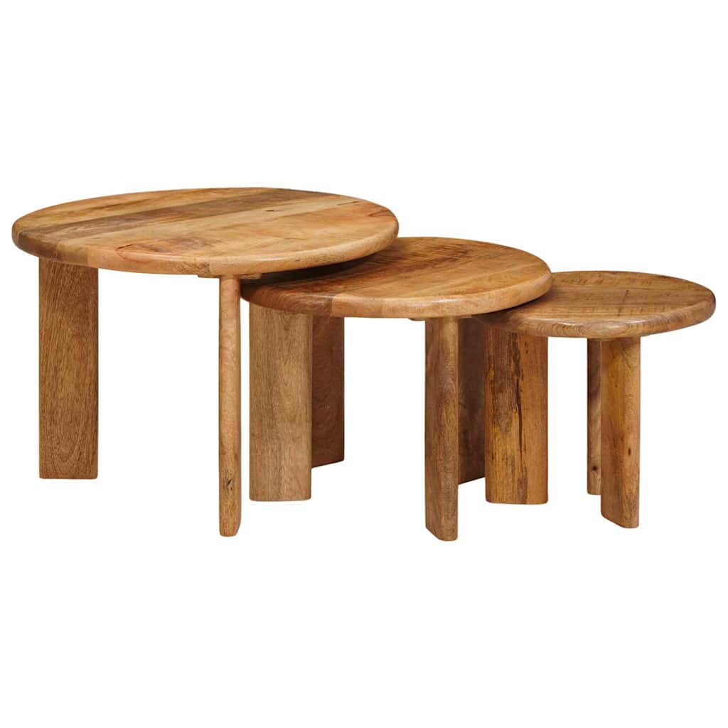 Nest Koffietafels 3 pcs Bruin Massief Mango Hout