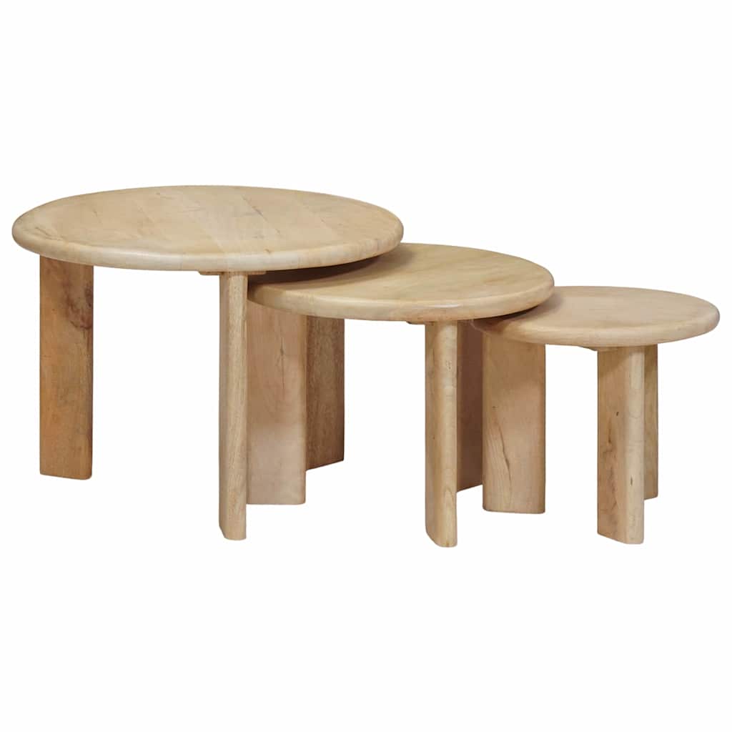 Nest Koffietafels 3 pcs Zwart Massief Mango Hout