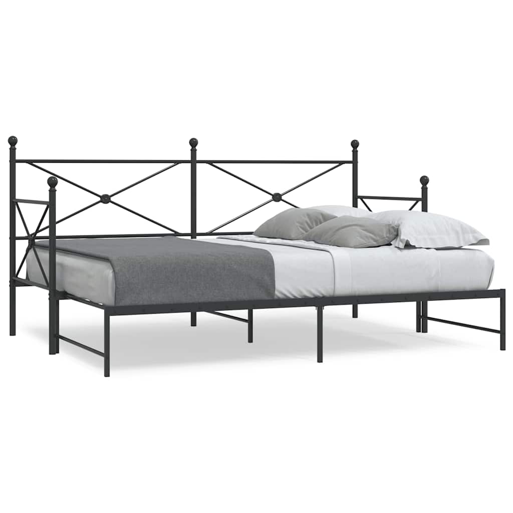 Slaapbank met onderschuifbed zonder matras 90x190cm staal zwart – afbeelding 1
