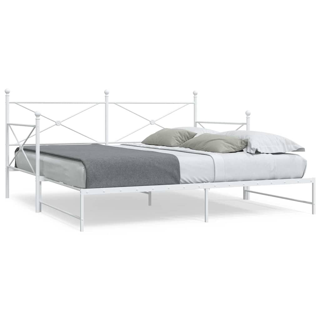 Slaapbank met onderschuifbed zonder matras 100x190 cm staal wit – afbeelding 1