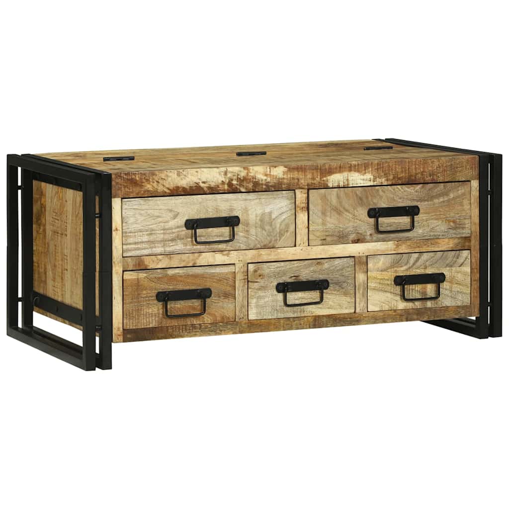 Salontafel met lade Bruin 90 x 50 x 38 cm Massief Mango Hout – afbeelding 1