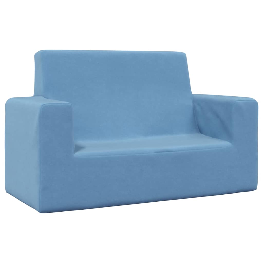 Kinderbank 2-zits zacht pluche blauw – afbeelding 1
