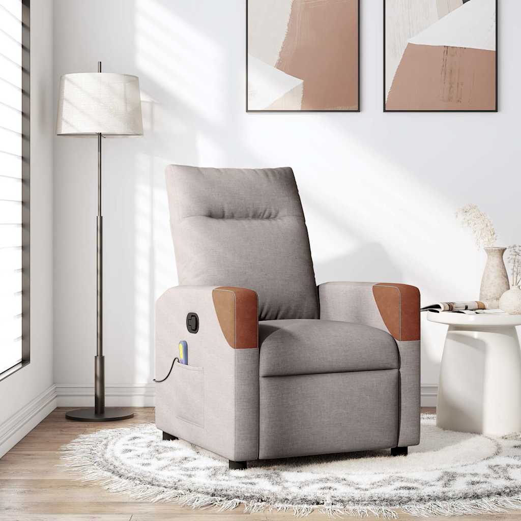 Massagestoel verstelbaar stof taupe – afbeelding 1
