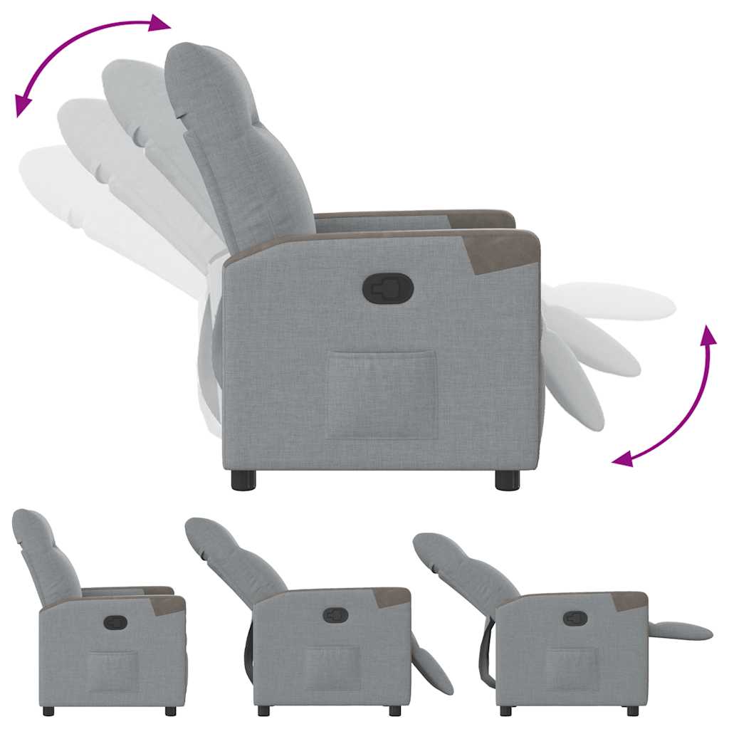 Fauteuil verstelbaar stof lichtgrijs – afbeelding 6
