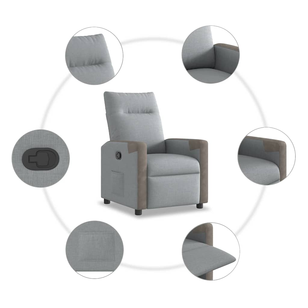 Fauteuil verstelbaar stof lichtgrijs – afbeelding 7