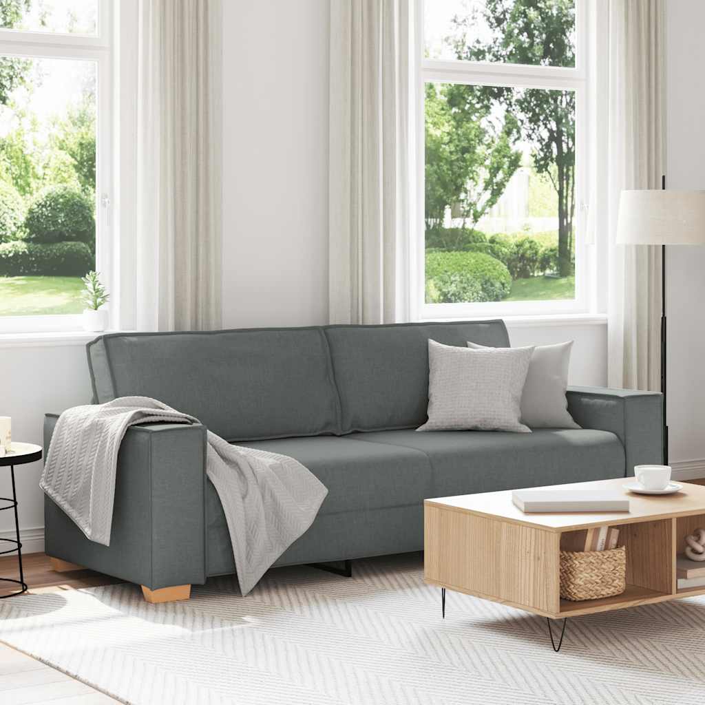 3-zitsbank Donkergrijs 220x78x84 cm Stof