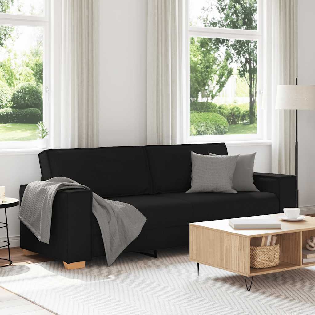 3-zitsbank Zwart 220x78x84 cm Stof